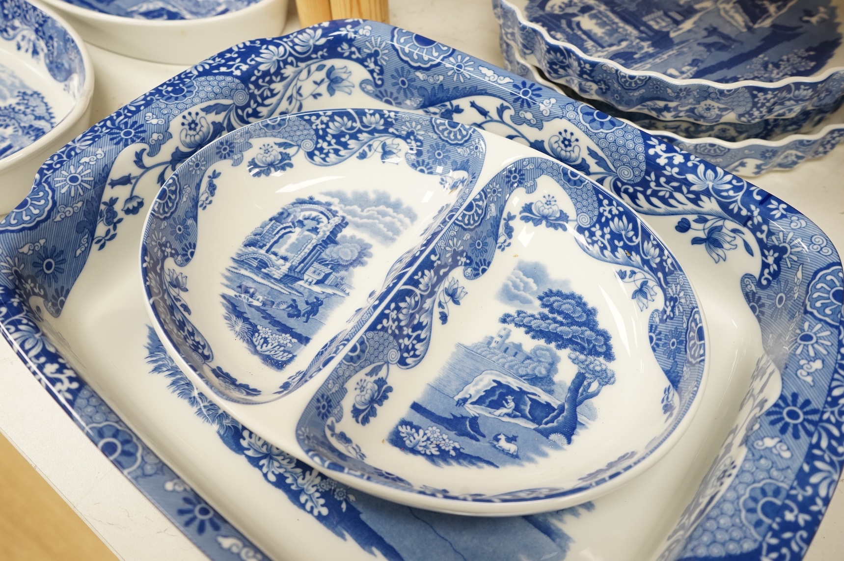 A collection of Spode Italian dinner and oven ware, largest 37cm wide